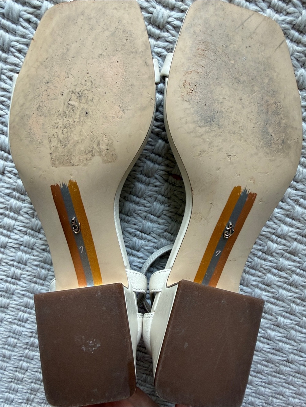 Sam Edelman Ivory Ankle-Strap Block Heel Sandals - Picture 4 of 4